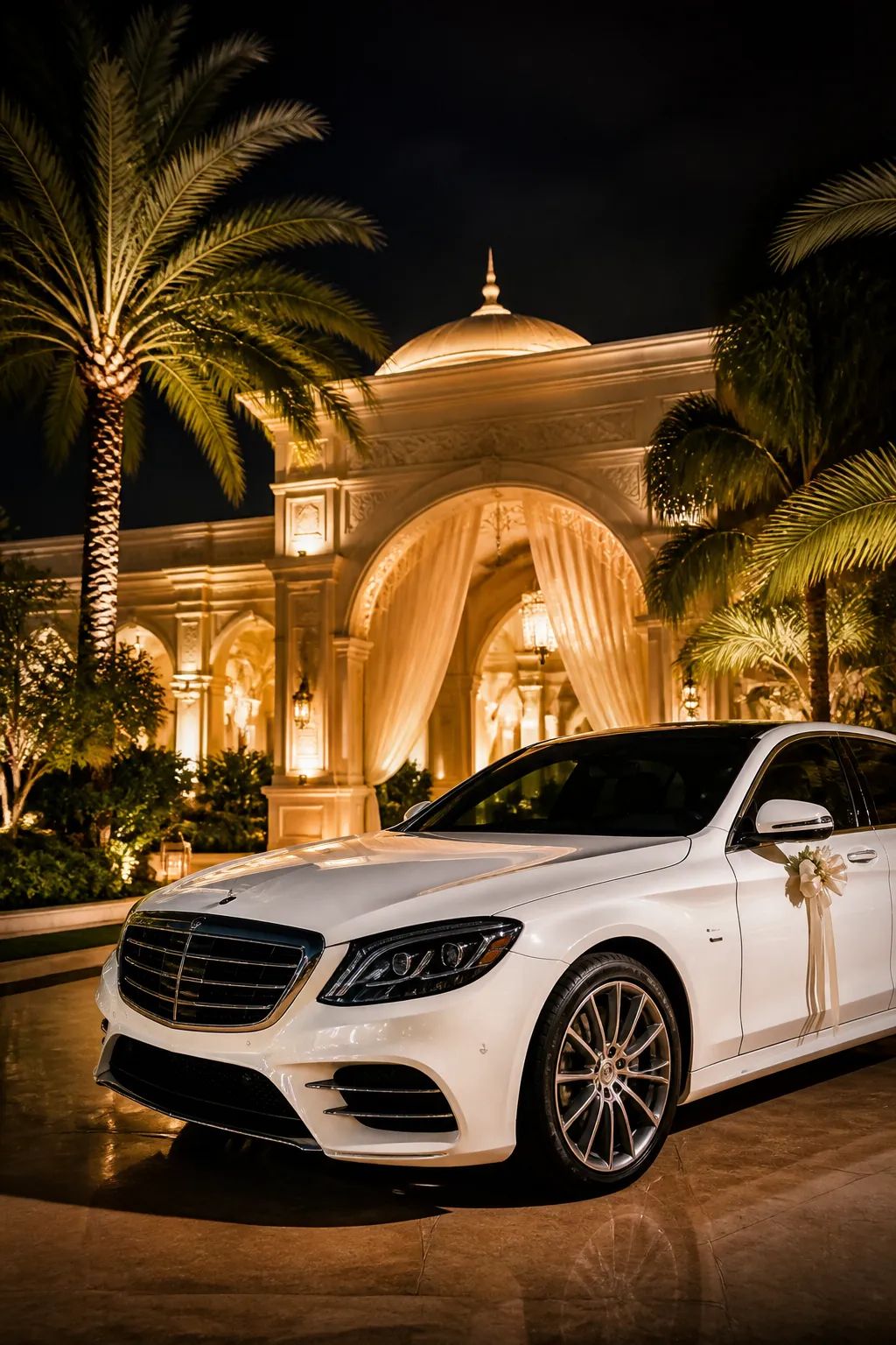 White luxury car arranged for a wedding or special occasion in Malaysia